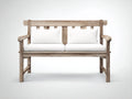 Banco de jardín de madera 128 x 62 x 90 cm - Marrón claro - Diseño rústico con respaldo y reposabrazos para terraza