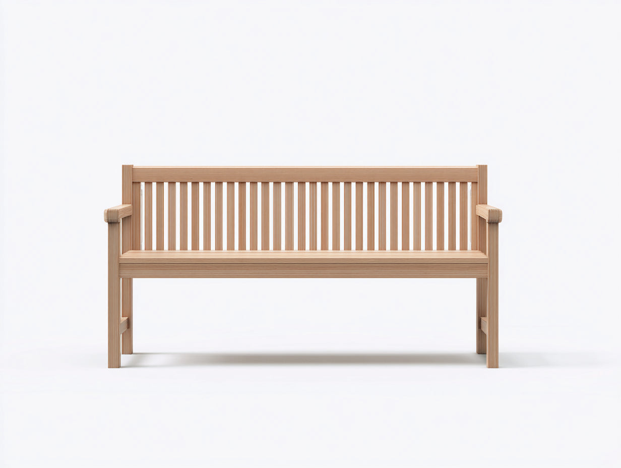 Bancos de jardín de madera con respaldo de listones 150x60x90 cm - marrón claro - diseño de 3 plazas con reposabrazos