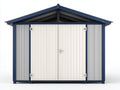 Casetas de jardín de acero galvanizado - 236 x 181 x 213 cm - Azul oscuro-Blanco-Gris - Diseño moderno con puertas dobles y tejado a dos aguas