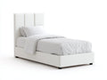 Camas individuales tapizadas en tejido 210 x 105 x 125 cm - blanco - para dormitorio - cabecero acolchado de 3 paneles y diseño moderno