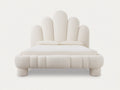 Cama doble tapizada bouclé 215x190x120 cm - Color crema - Diseño moderno elegante