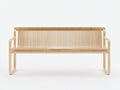 Bancos de jardín de madera laminada - 146 x 61 x 86 cm - Madera natural - Diseño contemporáneo con listones curvos
