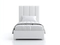 Cama individual Camas individuales tapizada en tela 205x100x115 cm - blanco - cabecero vertical acolchado