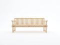 Banco de jardín de madera 180 x 60 x 88 cm - Marrón claro - Diseño de 3 plazas con respaldo de listones y reposabrazos para terraza