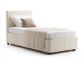 Cama individual Camas individuales tapizada en piel sintética 205x100x105 cm - blanco crema - cabecero acolchado moderno