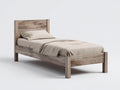 Cama individual de madera 205 x 99 x 105 cm - Marrón claro - Diseño rústico para dormitorio
